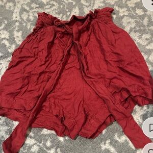 Red Tie-Front Shorts